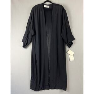 Vintage Mary Ann Restivo Kimono Duster Womens Large Black Tassel Union Made NWT